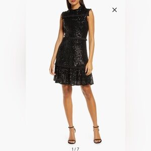 Julia Jordan Sequin Tiered A-Line Dress Boho Party